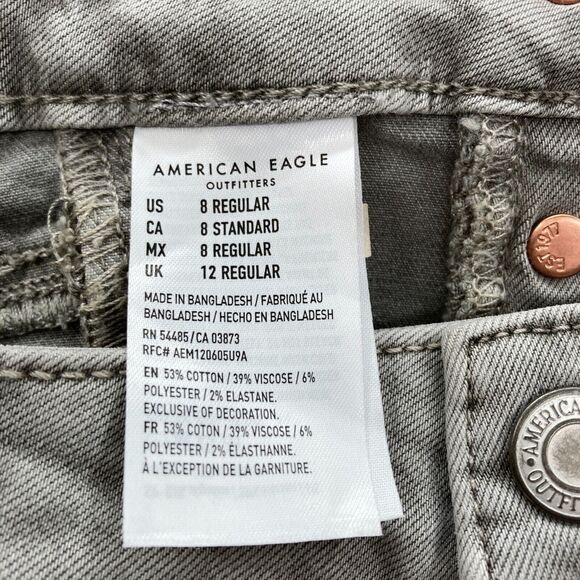 American Eagle Jegging Crop Women's 8 Gray Stretch Denim High Rise Skinny Jeans - Picture 8 of 15